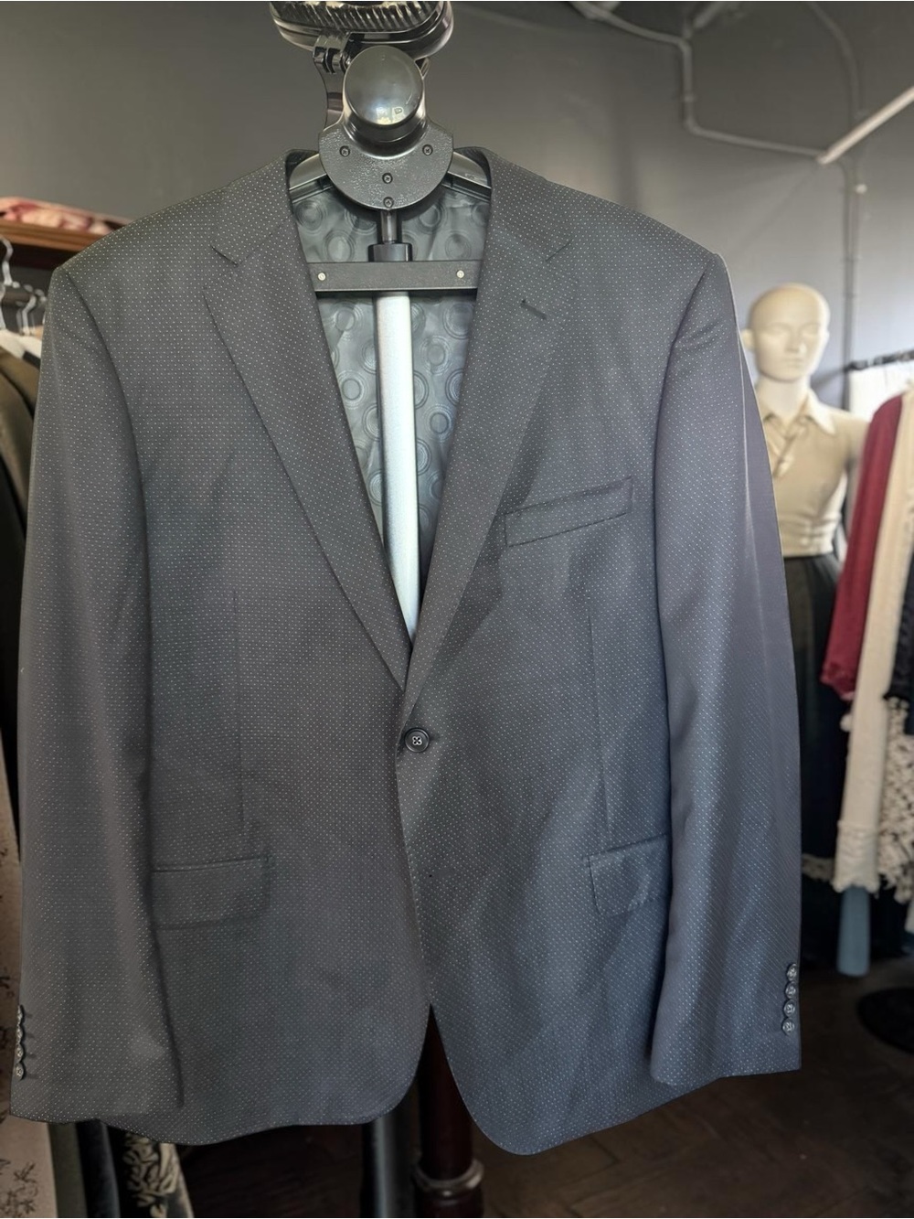 Canaletto Como Super 130's REDA Wool Suit Jacket 48R Charcoal Pindot Italy